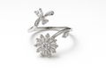 Elegant Silver Butterfly & Sunburst Spinner Ring with Rotating Crystals