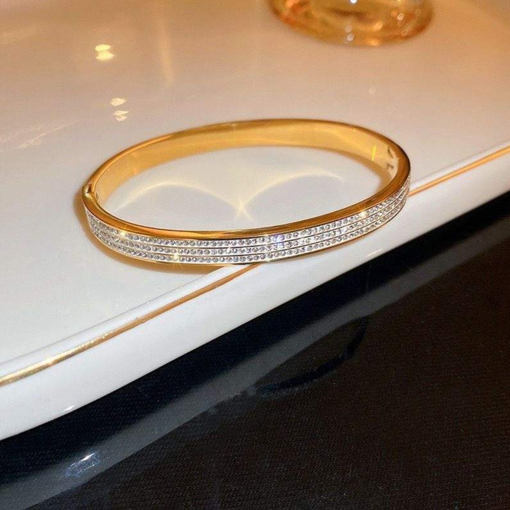 Crystal Line Bangle Bracelet | Anti Tarnish - Stainless Steel