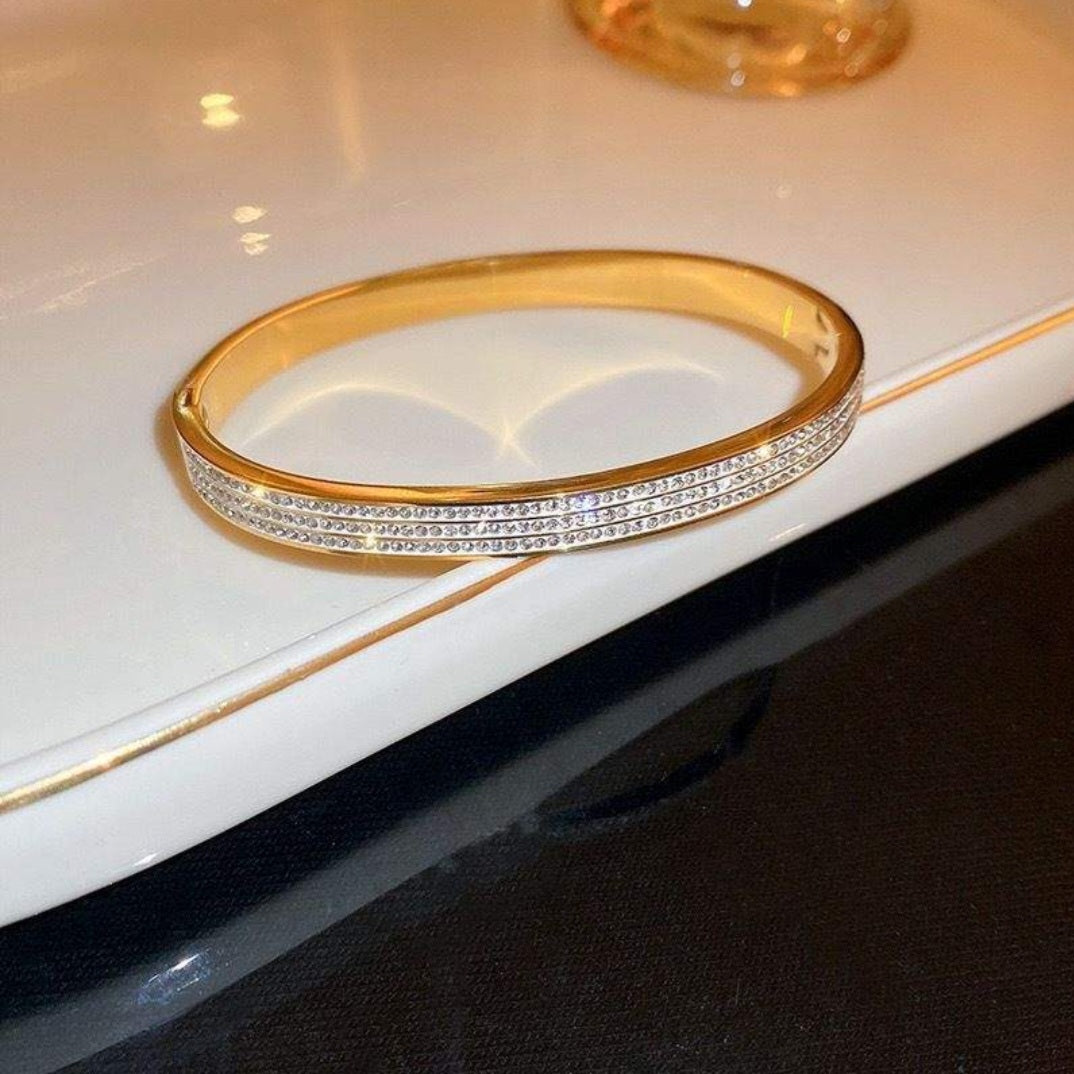 Crystal Line Bangle Bracelet | Anti Tarnish - Stainless Steel