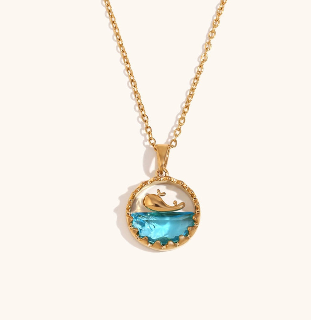 Ocean Whale Crystal Pendant Necklace | Anti Tarnish - Stainless Steel
