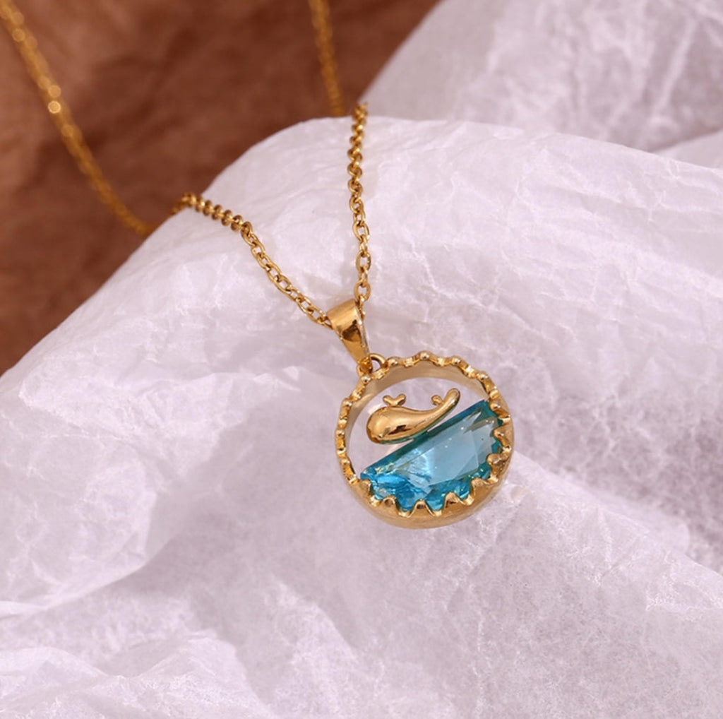 Ocean Whale Crystal Pendant Necklace | Anti Tarnish - Stainless Steel