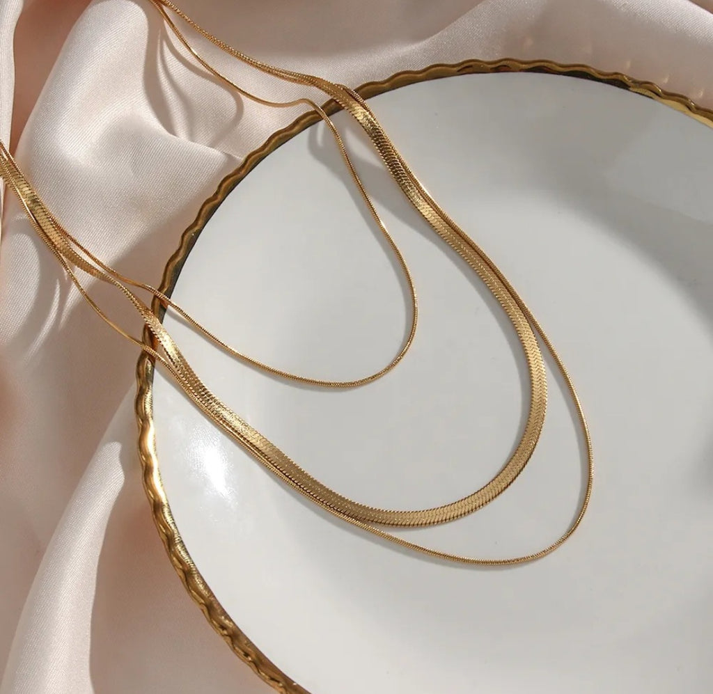 Layered Snake Chain Necklace | Anti Tarnish - Stainless Steel