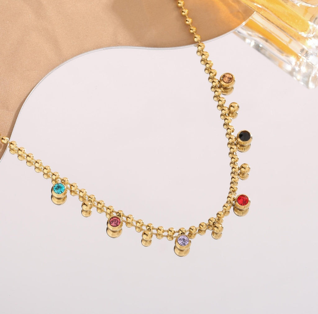 Colorful Crystal Beaded Necklace | Anti Tarnish - Stainless Steel