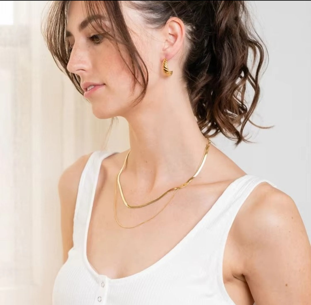 Layered Snake Chain Necklace | Anti Tarnish - Stainless Steel