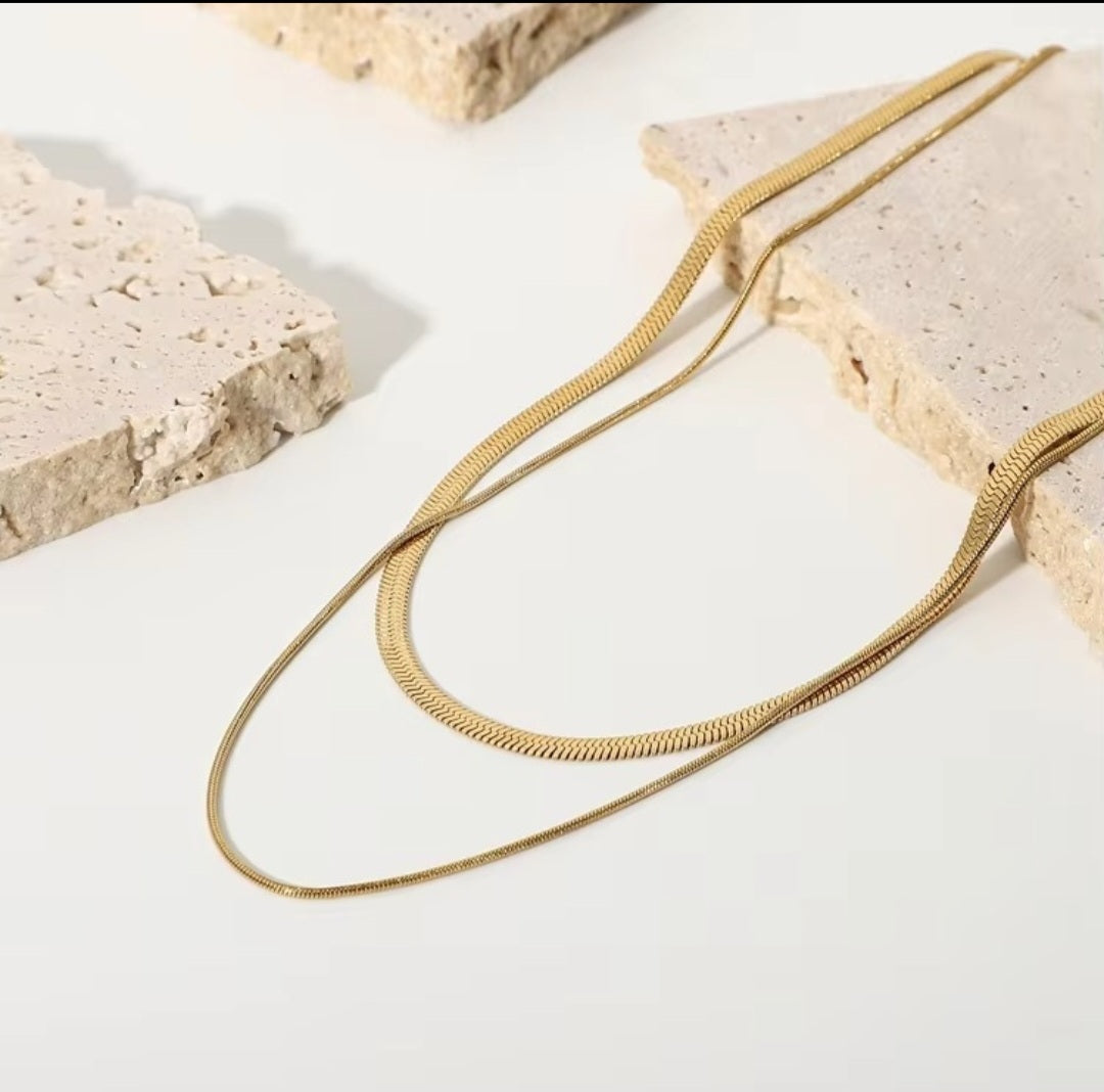 Layered Snake Chain Necklace | Anti Tarnish - Stainless Steel