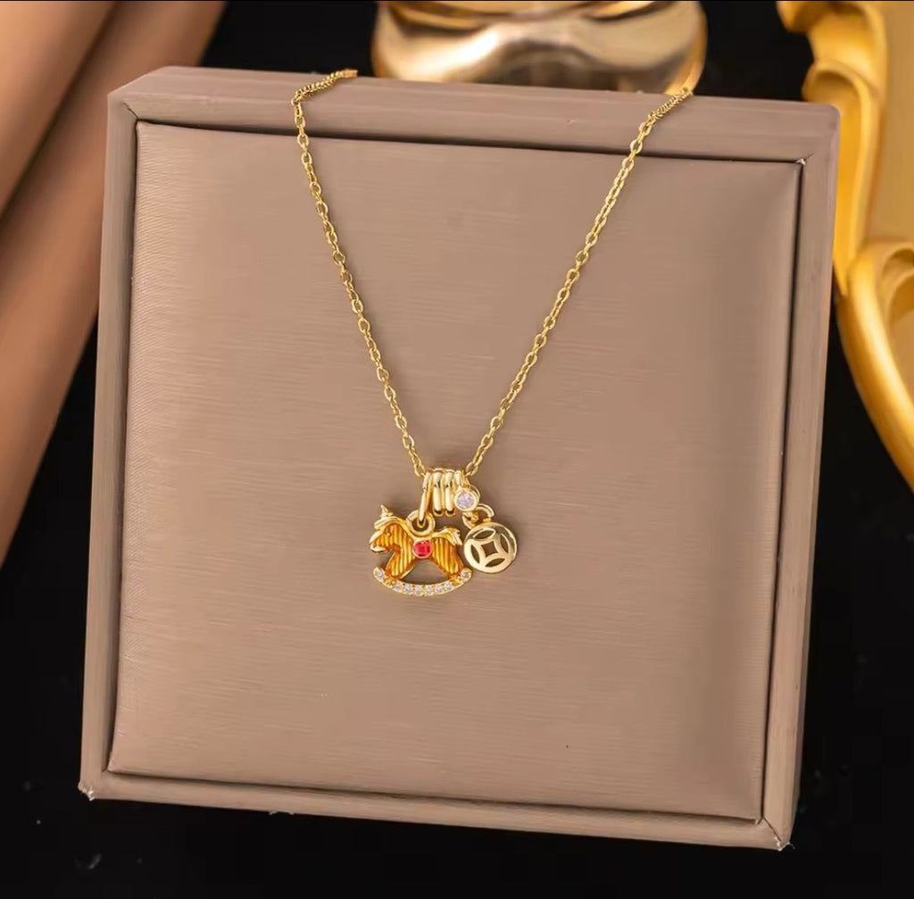 Lucky Horse Charm Necklace | Anti Tarnish - Stainless Steel
