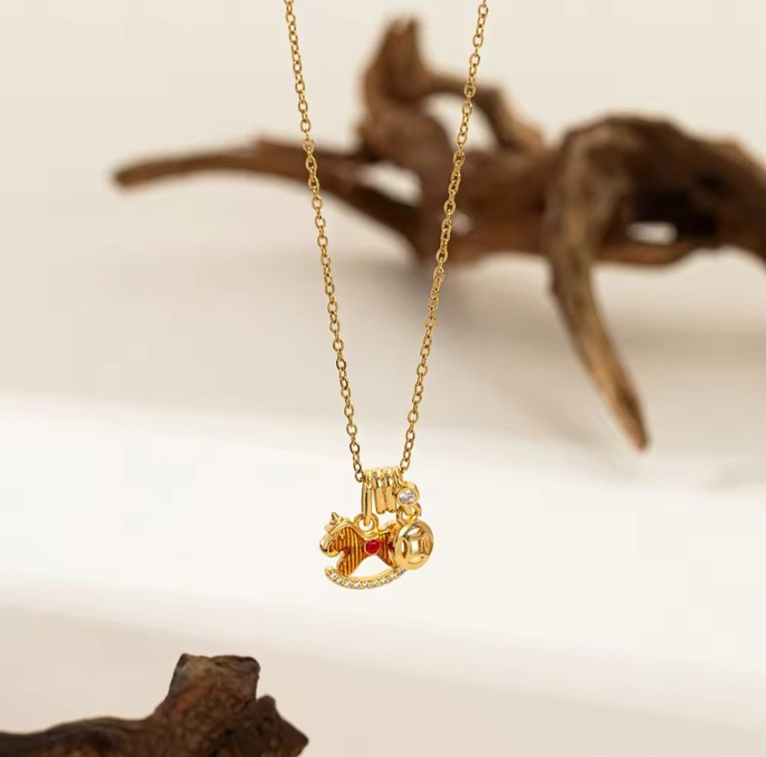 Lucky Horse Charm Necklace | Anti Tarnish - Stainless Steel