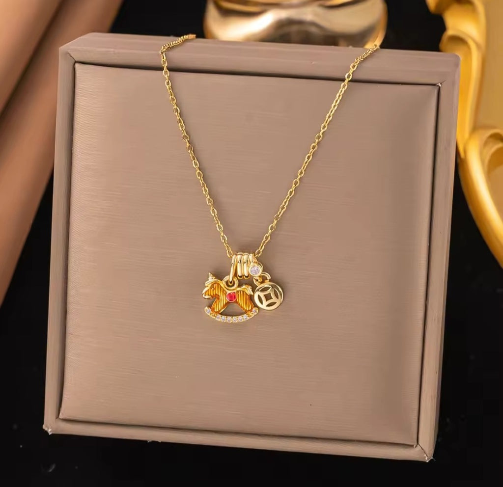 Lucky Horse Charm Necklace | Anti Tarnish - Stainless Steel