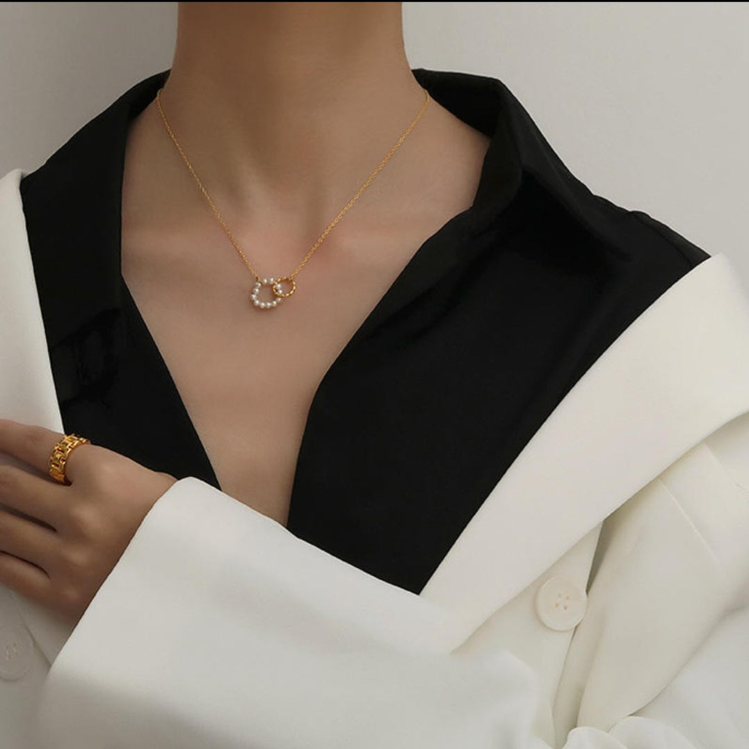 Pearl Heart Pendant Necklace | Anti Tarnish - Stainless Steel