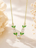 Crystal Leaf Pendant Necklace | Anti Tarnish - Stainless Steel