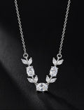 Crystal Leaf Necklace (Silver) | Anti Tarnish - Stainless Steel