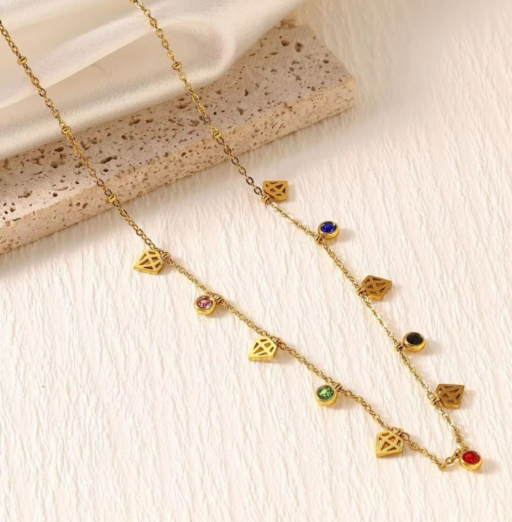 Diamond Charm Necklace | Anti Tarnish - Stainless Steel