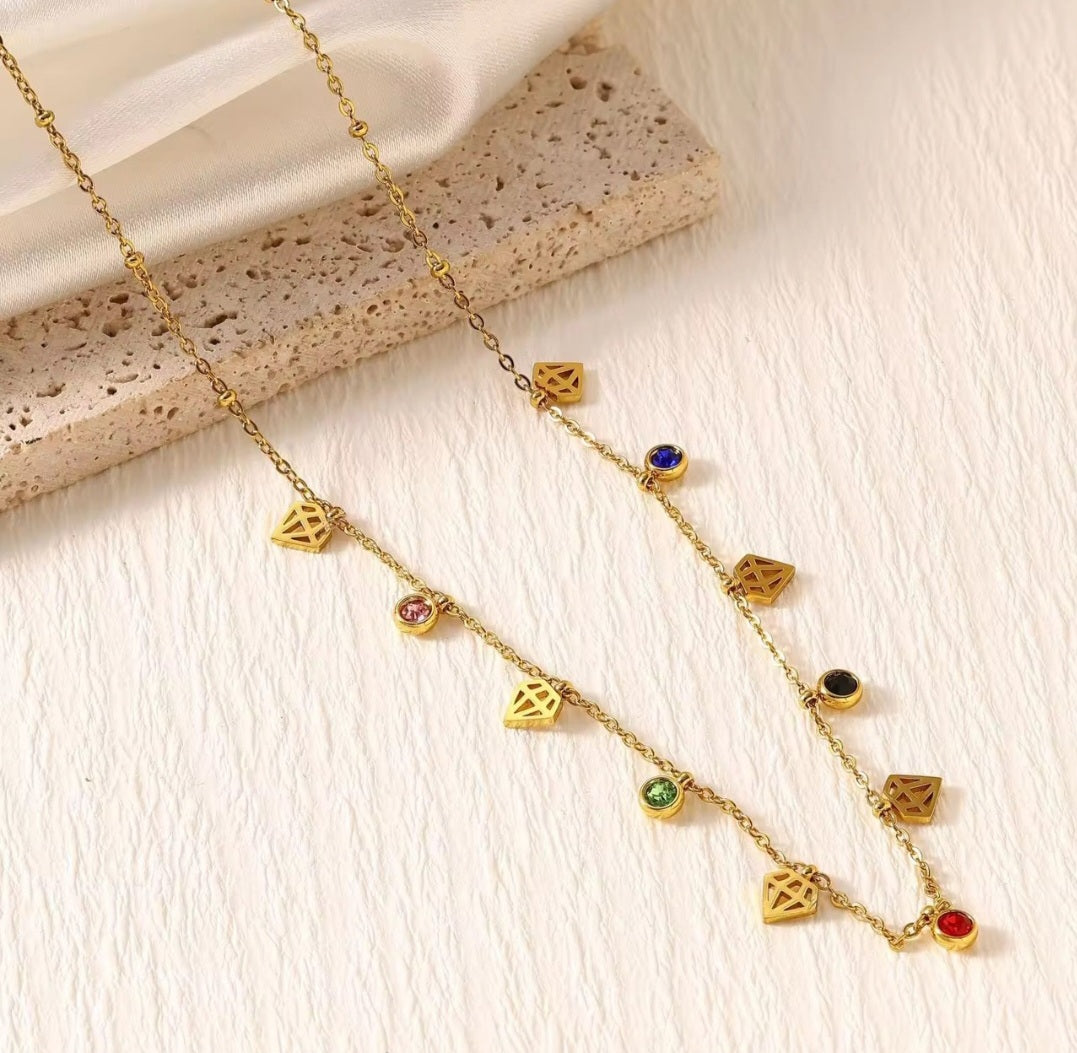 Diamond Charm Necklace | Anti Tarnish - Stainless Steel