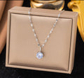 Silver Solitaire Crystal Necklace | Anti Tarnish - Stainless Steel