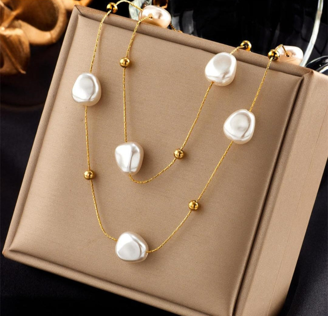 Pearl Layered Necklace – Anti Tarnish - Stainless Steel