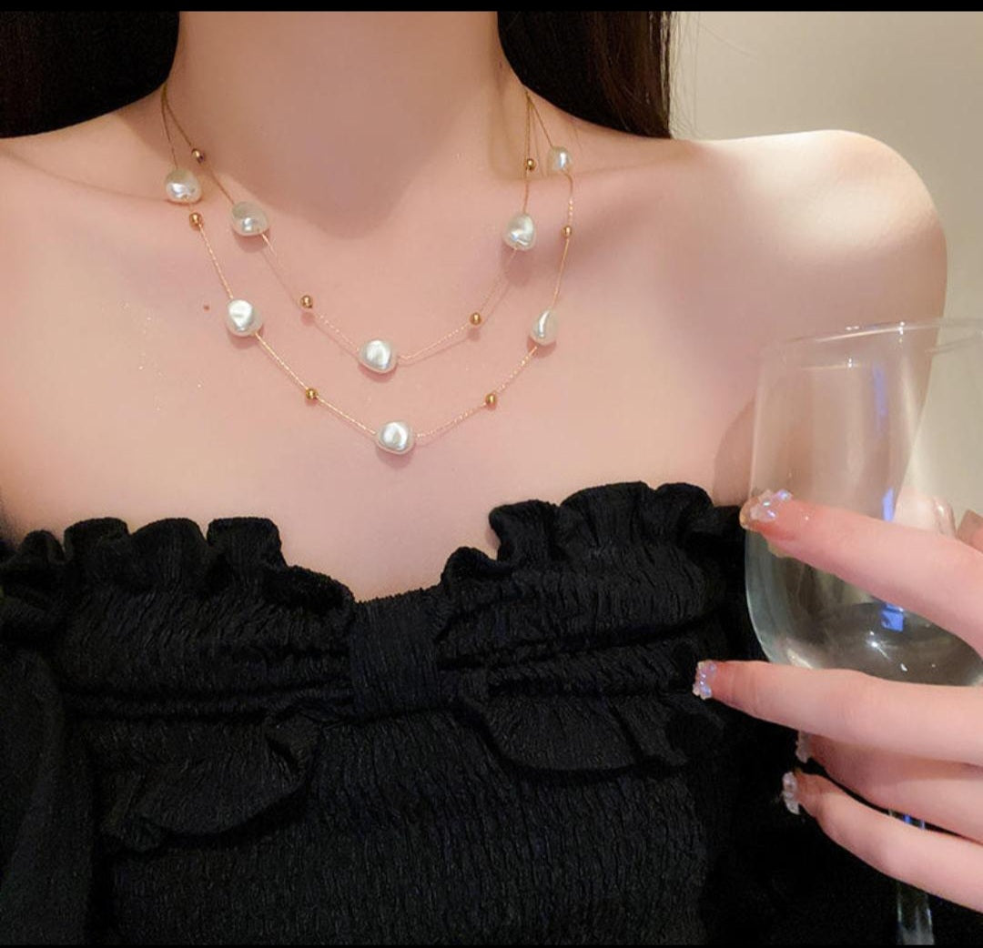 Pearl Layered Necklace – Anti Tarnish - Stainless Steel