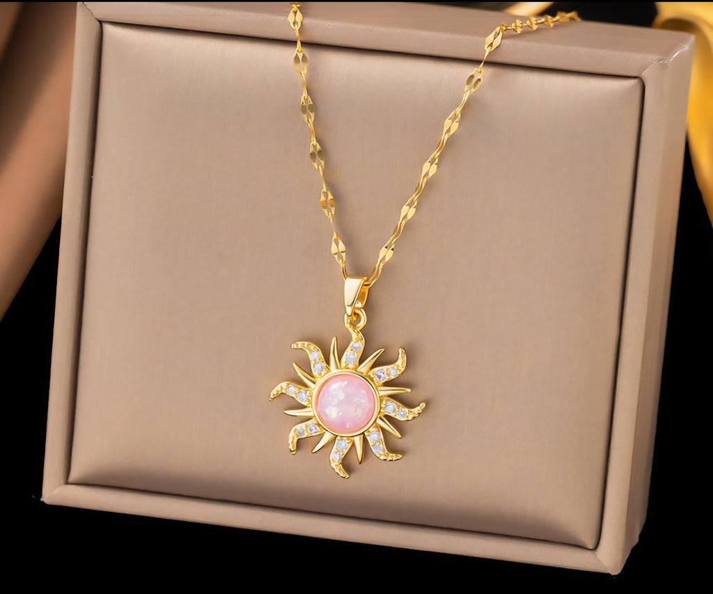 Celestial Sun Pendant Necklace - Anti Tarnish - Stainless Steel