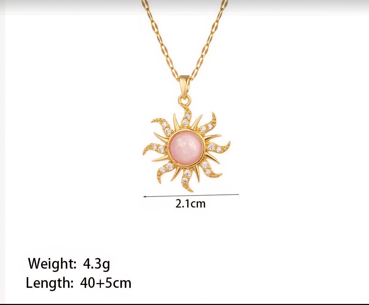 Celestial Sun Pendant Necklace - Anti Tarnish - Stainless Steel