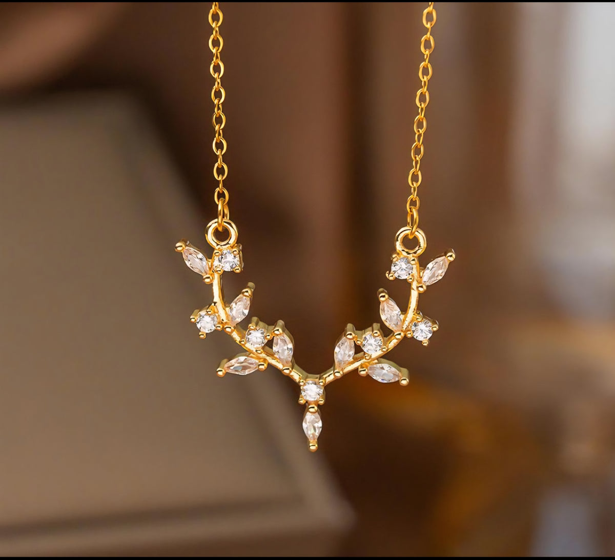 Crystal Vine Necklace - Anti Tarnish - Stainless Steel