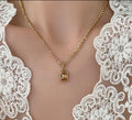 Golden Amber Pendant Necklace - Anti Tarnish - Stainless Steel