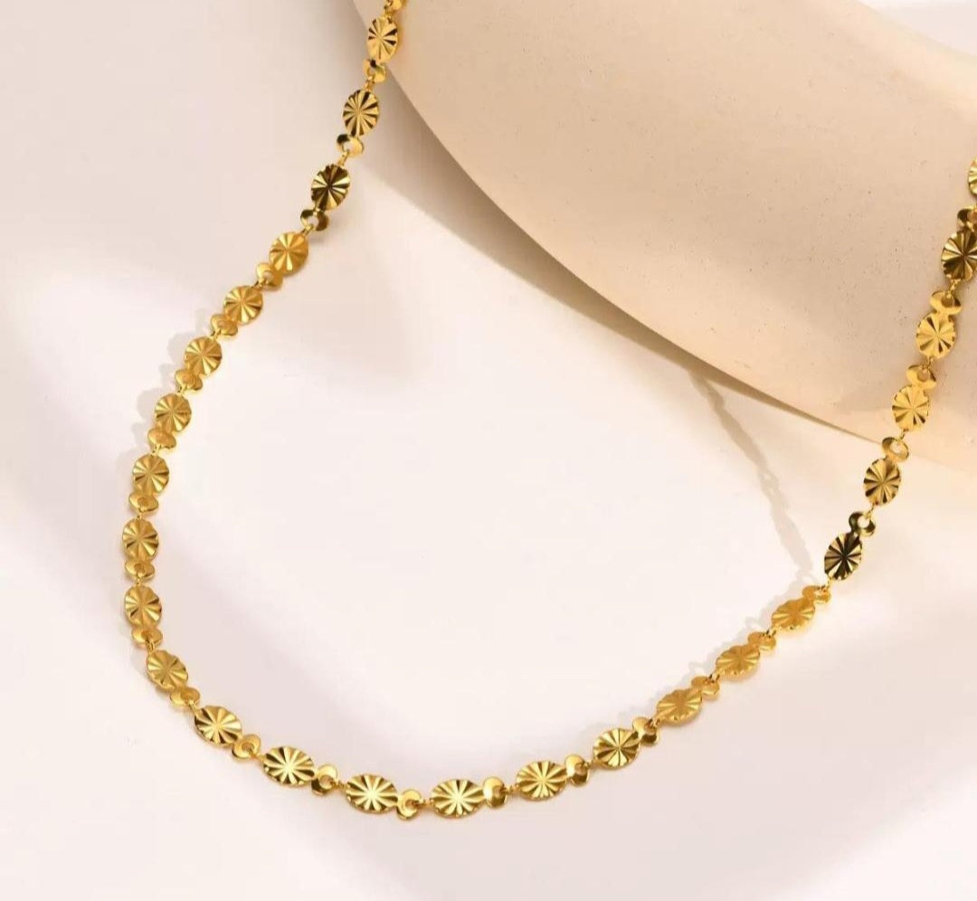 Sunburst Coin Necklace - Anti Tarnish - Stainless Steel