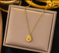 Teardrop Charm Necklace - Anti Tarnish - Stainless Steel