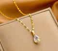 Crystal Teardrop Necklace - Anti Tarnish - Stainless Steel